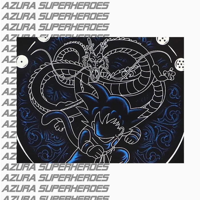 DEWASA KAOS AZURA SUPERHERO DBALL GOKU BLUE PRINT HITAM