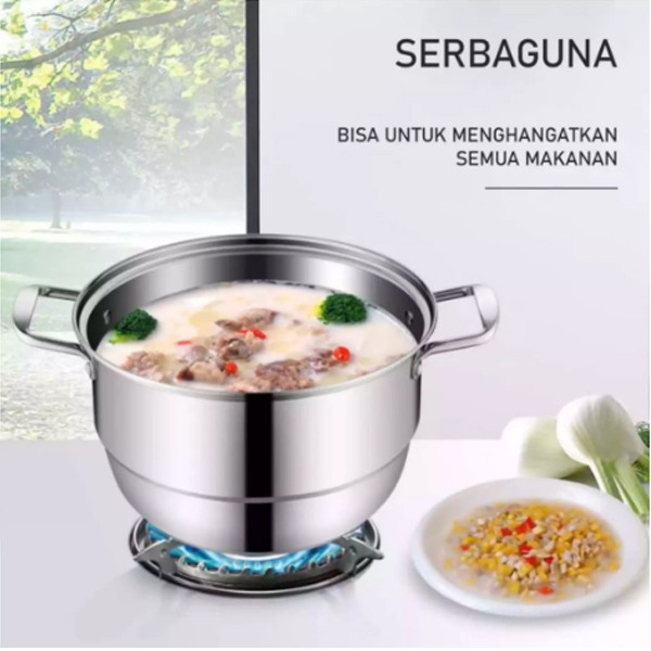 PREMIUM Steamer POT 28cm multiguna panci Stainless TEBAL Susun 2