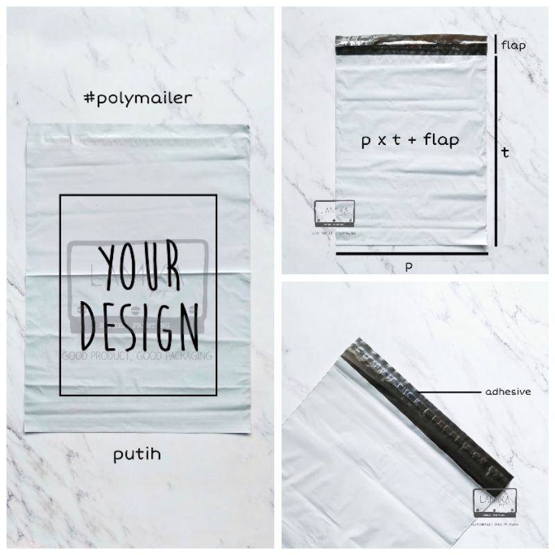 

Polymailer Putih 32x45 dengan sablon
