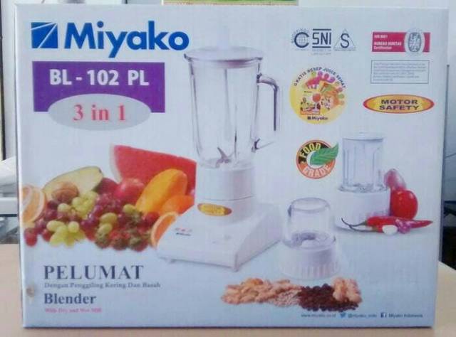 Miyako Blender Plastik 1Liter 3 in 1 BL102PL