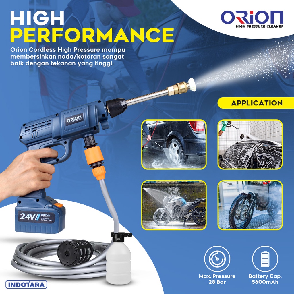 Alat steam cuci motor &amp; mobil Jet Cleaner Baterai Cordless - Orion SUPERJET100C