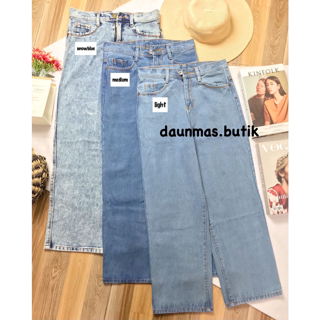 1KG MUAT 2PCS |  KULOT JEANS LOOSE HIGHWAIST FASHION WANITA HITS SELEBGRAM