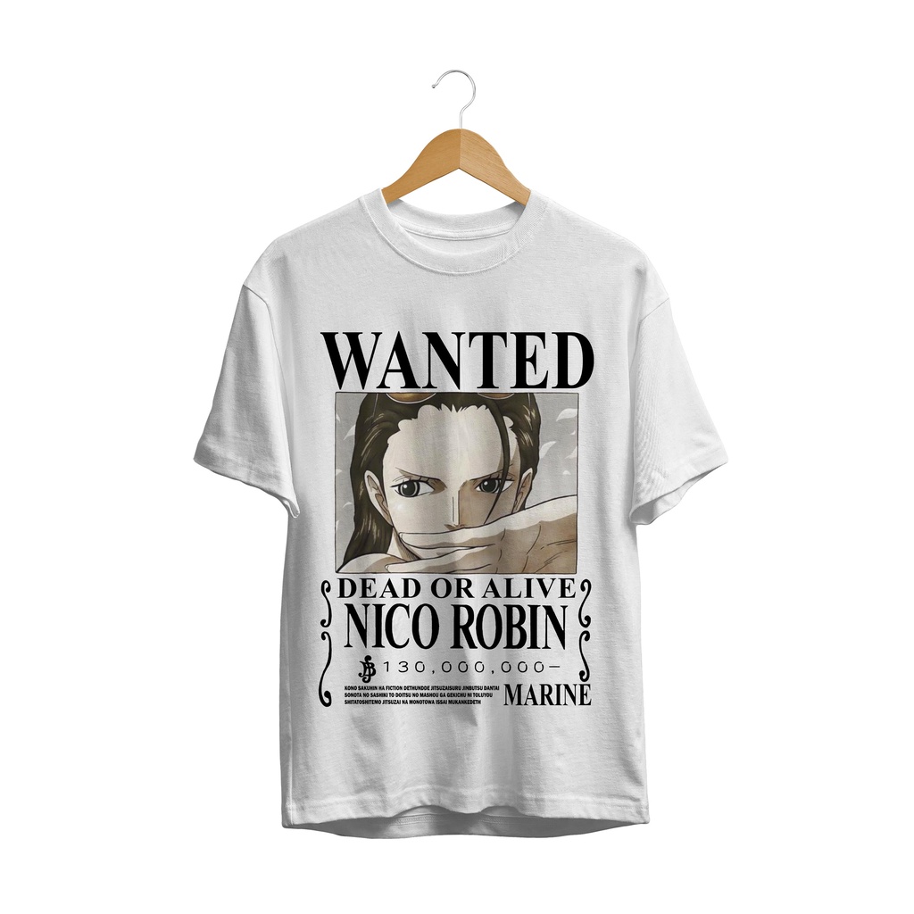 T-SHIRT BAJU ANIME ONE PIECE WANTED NICO ROBIN