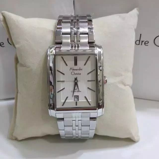 Jam tangan pria Alexandre Christie AC 8408 AC8408 silver Original