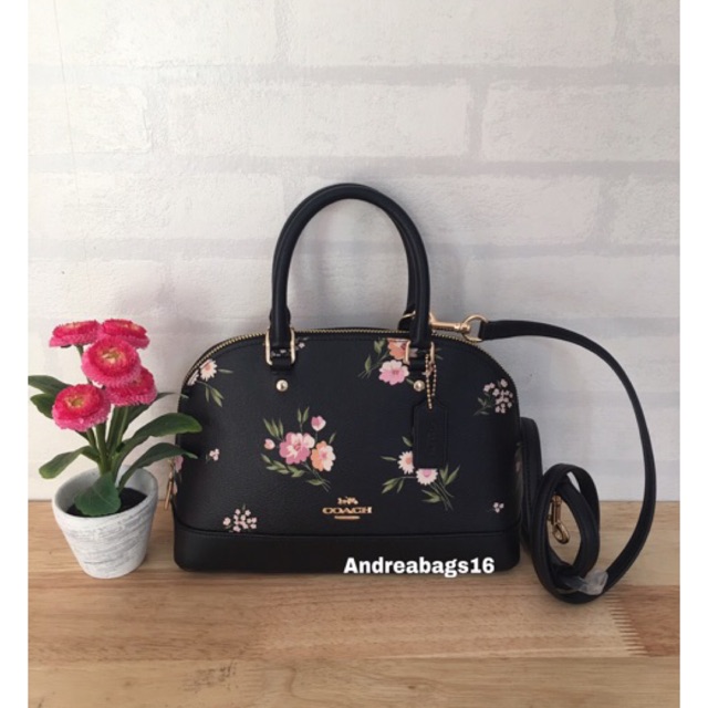 Tas coach mini sierra black daisy floral original bag