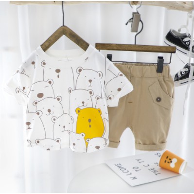 LittleAaron SET METRO POLAR BEAR EBV Setelan Kemeja Bayi Laki-laki Lengan Pendek