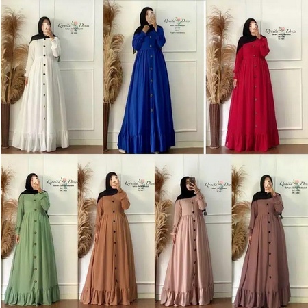 Gamis Ceruty Babydoll Plain Maxy Bahan cerruty Busui Full Furing Fashion Muslim Gamis Polos Ceruty