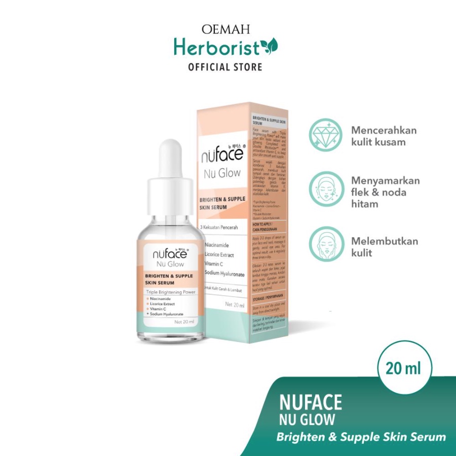 ❤ RATU ❤ Nuface Nu Glow Liquid Serum 20ml | Brighten &amp; Supple Skin Serum | Acne Prone Care Serum | Hydra Lock &amp; Youthful Serum Wajah Nu face (✔️BPOM)