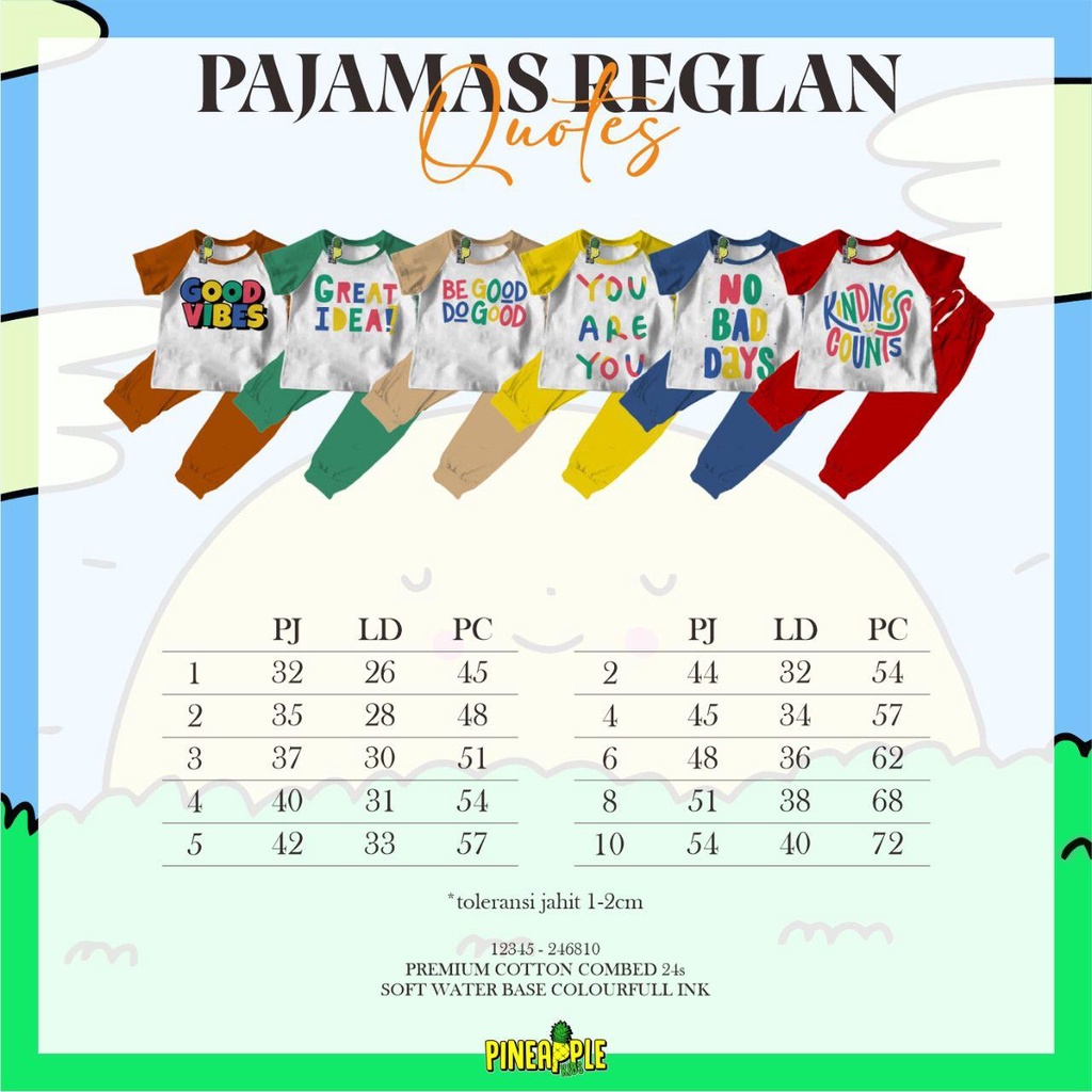 SETELAN REGLAN ANAK QUOTES UNISEX (1-10 TAHUN)