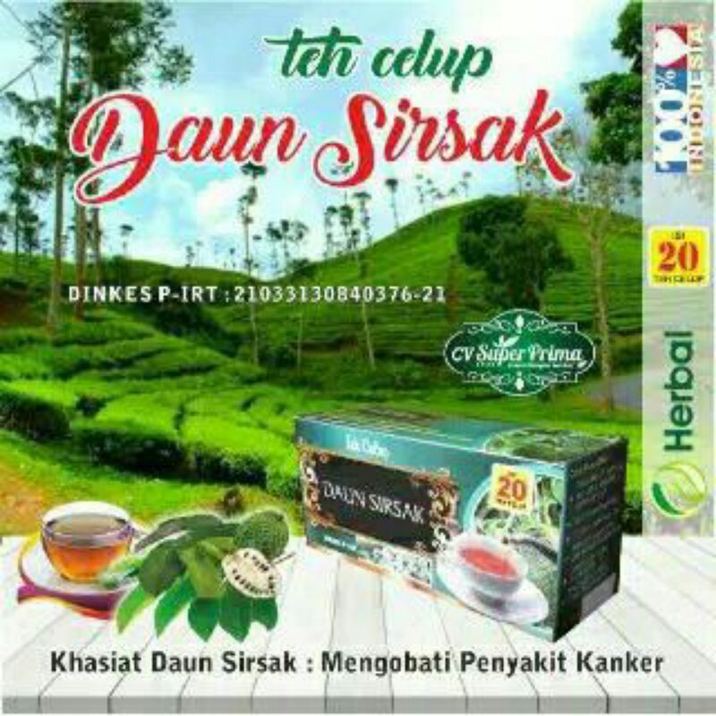 

teh celup DAUN SIRSAK pencegah kanker isi 20 sachet siap seduh