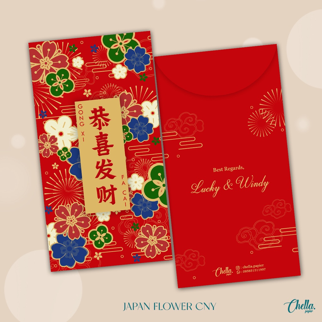 

JAPAN FLOWER CNY - CUSTOM ANGPAO IMLEK (BISA TULIS NAMA) - ISI 6 PCS