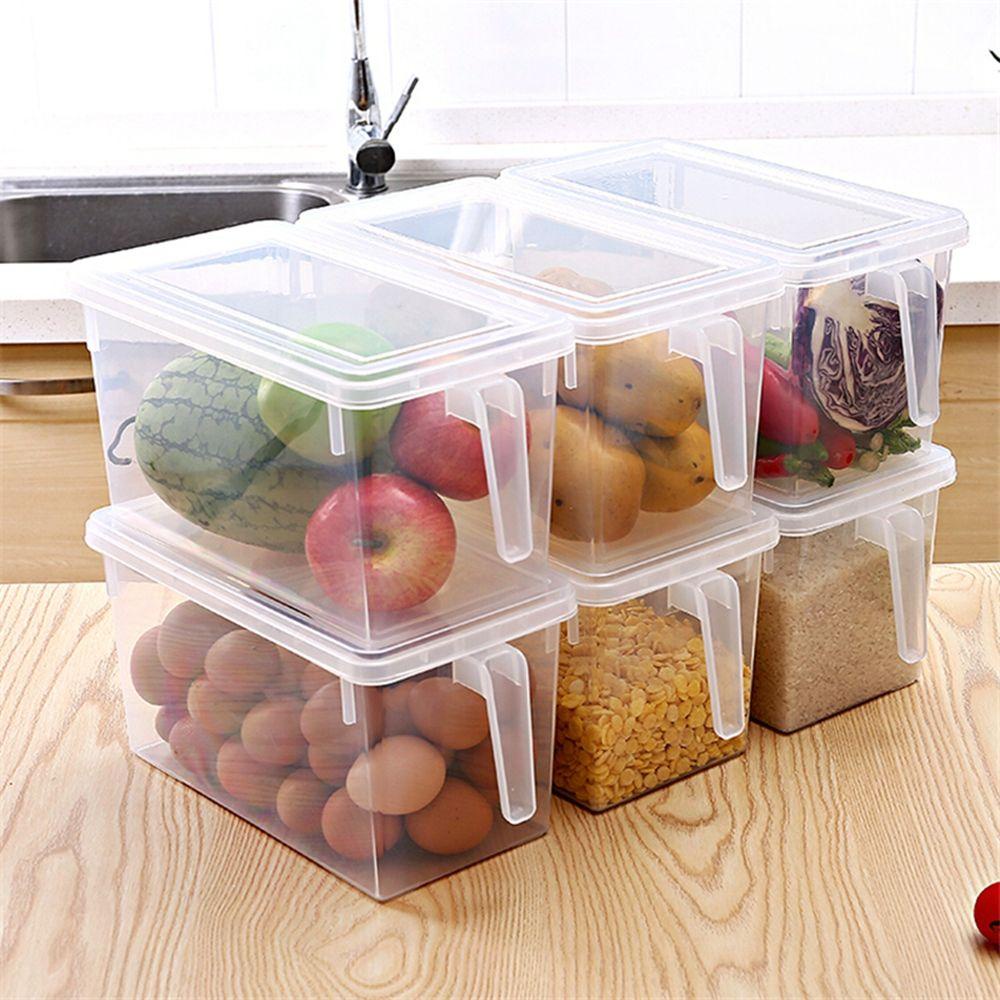 [Elegan] Wadah Penyimpanan Makanan Sayur Penyimpanan Kulkas Storage With Handle Transparan Kulkas Plastik Sealed Box