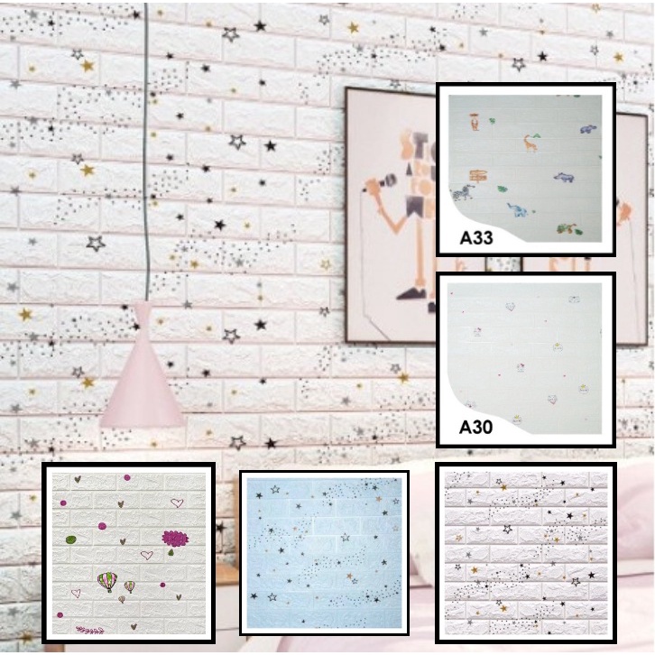 PROMO!! BUY 25 FREE 1 !! WALLFOAM 3D MOTIF ANAK-ANAK 70X77 CM / WALPAPER FOAM-3