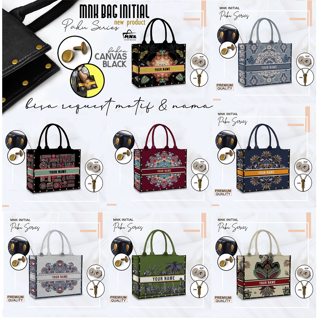 MNK BAG I MNK TAS PAKU PRINTING CUSTOM | TOTEBAG WANITA | TOTE BAG KANVAS RESLETING | TAS PRINT KANV