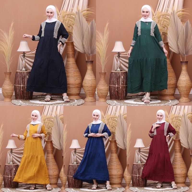 GAMIS POLOS RENDA NONI DRESS BEST SELLER GAMIS SUSUN RENDA TERBARU HITS KEKINIAN GAMIS SUSUN RAYON S