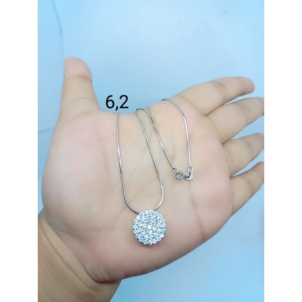 KALUNG PERAK 925 ASLI LAPIS EMAS/KALUNG KASANDRA+LIONTIN BULAT TUSUK MATA/KALUNG ASLI SILVER/KALUNG FASHION WANITA