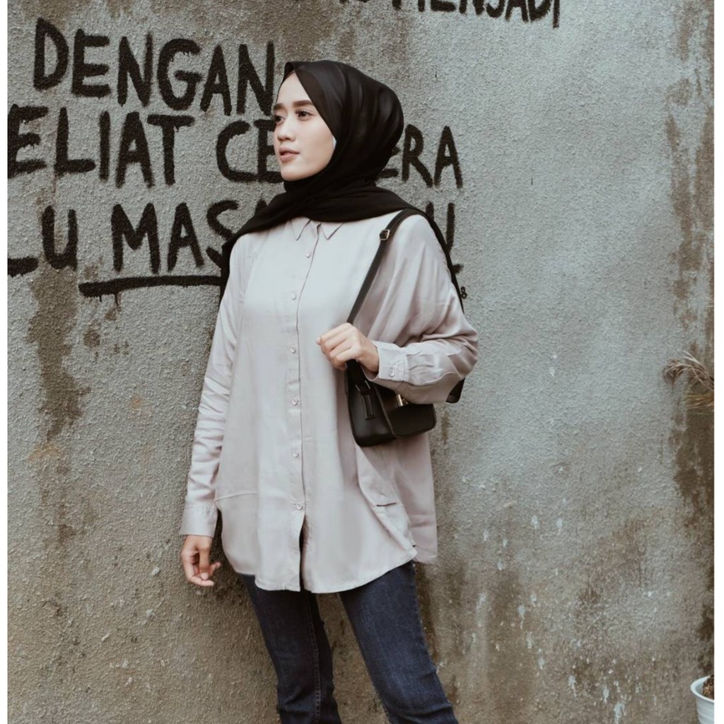 Lily Basic Shirt NEW Kemeja Wanita Polos Katun Rayon Tangan Panjang-Milo
