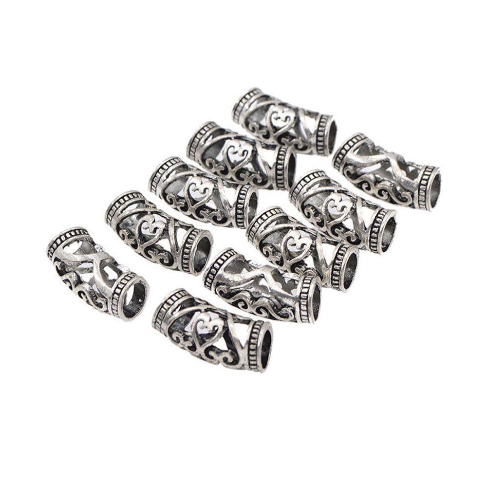 REBUY Rebuy Hair Braid Beads 10pcs Alloy Silver Spacer Alat Styling Rambut Manset Klip