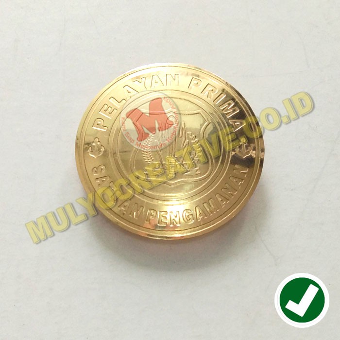 Pin Pelayanan Prima Satuan Pengamanan Logo Satpam Model Bulat