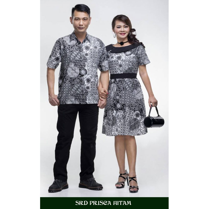 Batik Nusantara Couple Dress Batik Prisca Hitam / Batik Solo Murah / OOTD Kondangan / Batik Modern