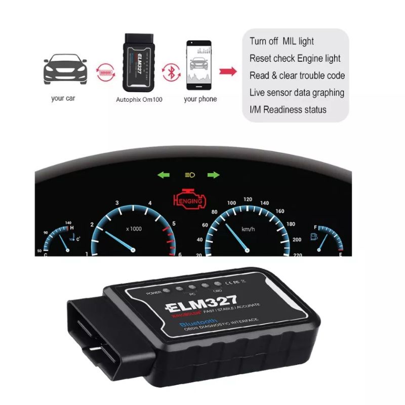 Real-time Bluetooth Car Diagnostic Mobil OBD2 ELM27 V1.5 - SC02-M04