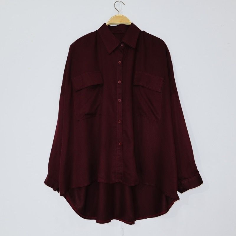 Basic id fashion Kemeja wanita basic jumbo / Blosue wanita oversize full kancing