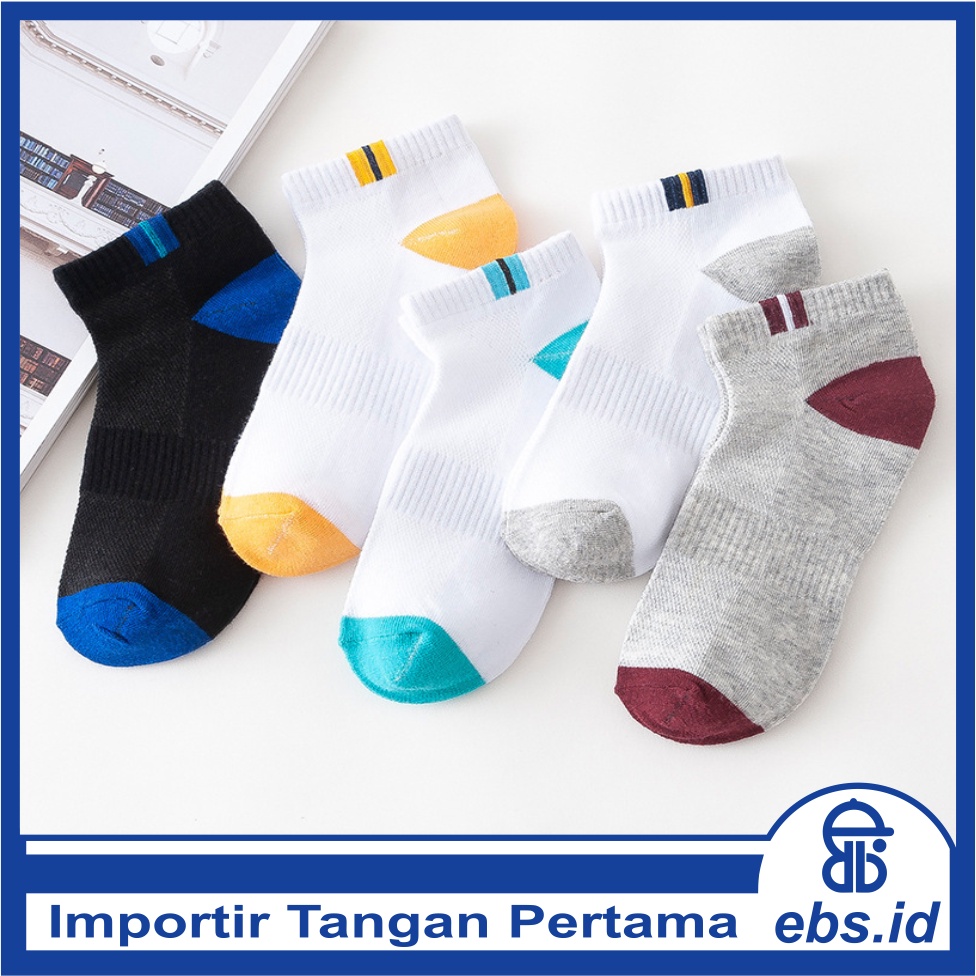 𝗘𝗕𝗦 ✅ KK017 Kaos Kaki (Tanpa Kemasan) Pria Tipis Pendek Semata Kaki &amp; Panjang Diatas Mata Kaki Motif Garis Fashion Korea Men Sock Import Murah