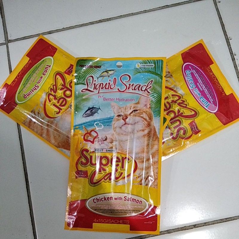 super cat liquid snack Kucing all varian 1pack isi 4x15gr