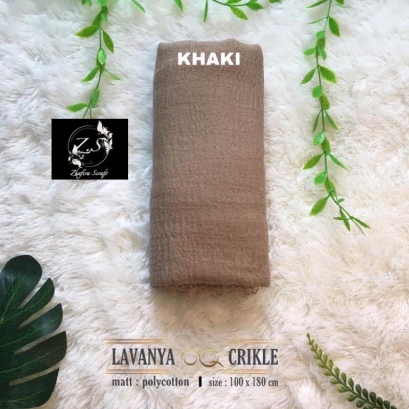 HIJAB Best Seller PASHMINA CRINKLE / CRINCLE - PASHMINA CUTTON CRINKLE / NEGRO / KUSUT-Khaki