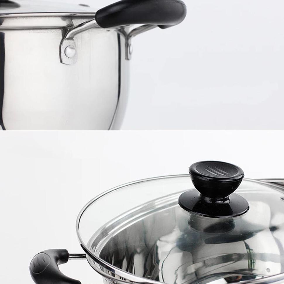 SUBRON Soup Pot 22cm Panci Sup Stainless Tutup Kaca 5Z1