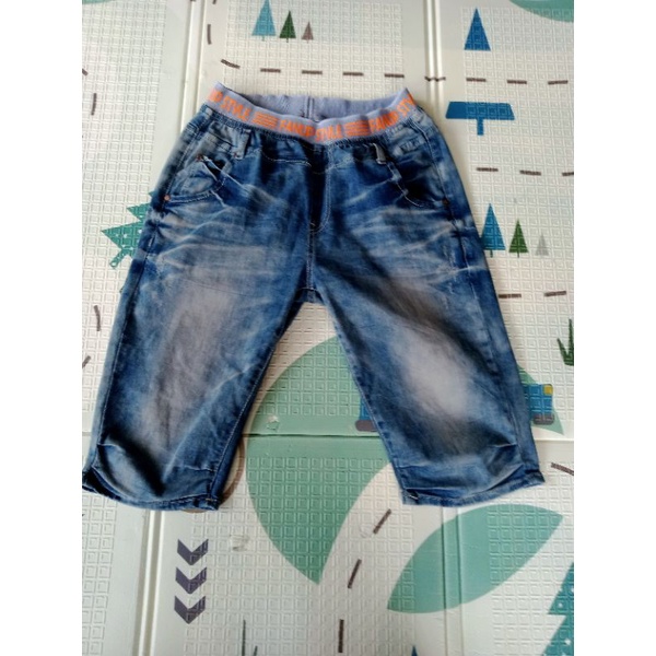 celana pendek pinggang karet denim FAN UP second original