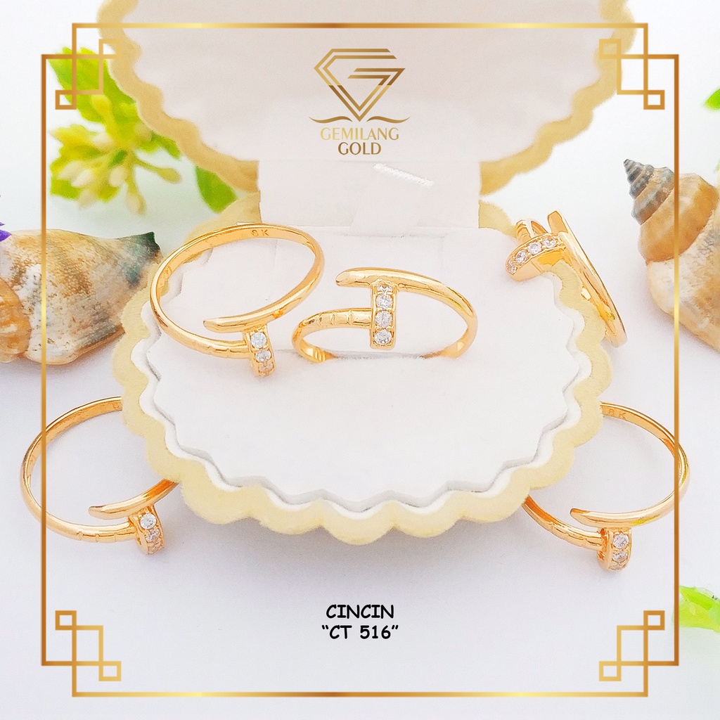 CINCIN EMAS ASLI KADAR 300 (6K) & 375 (8K) CINCIN NAGITA MODEL PAKU CINCIN EMAS CEWEK KEKINIAN STYLE