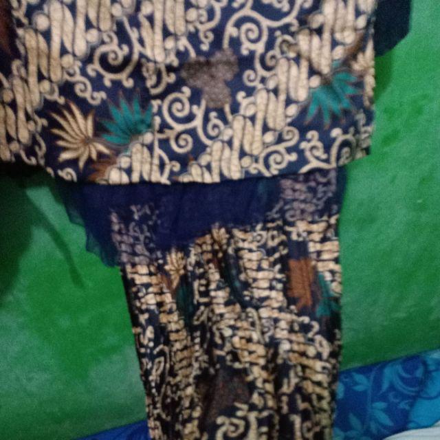 Couple Batik Kenanga Navy/ Rok Prisket Dan Hem