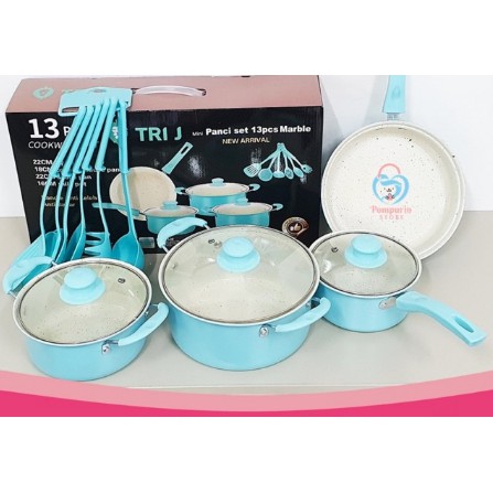 PANCI SET 13 PCS TRI J BERGARANSI BAHAN SANGAT ISTIMEWA MARBLE