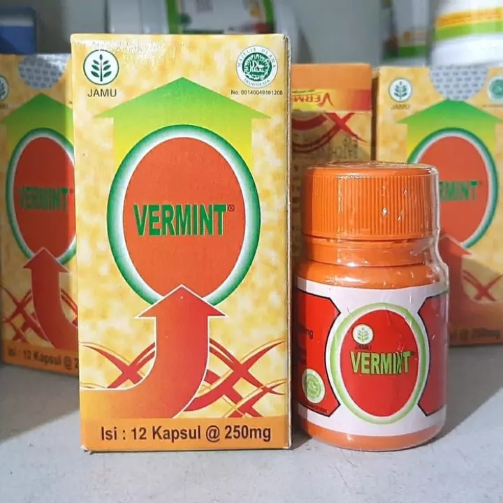 Obat Tipes Cacing Vermint Kapsul Cacing Obat Cacing Tanah Vermint Isi 12 dan 30 Kapsul Obat Herbal