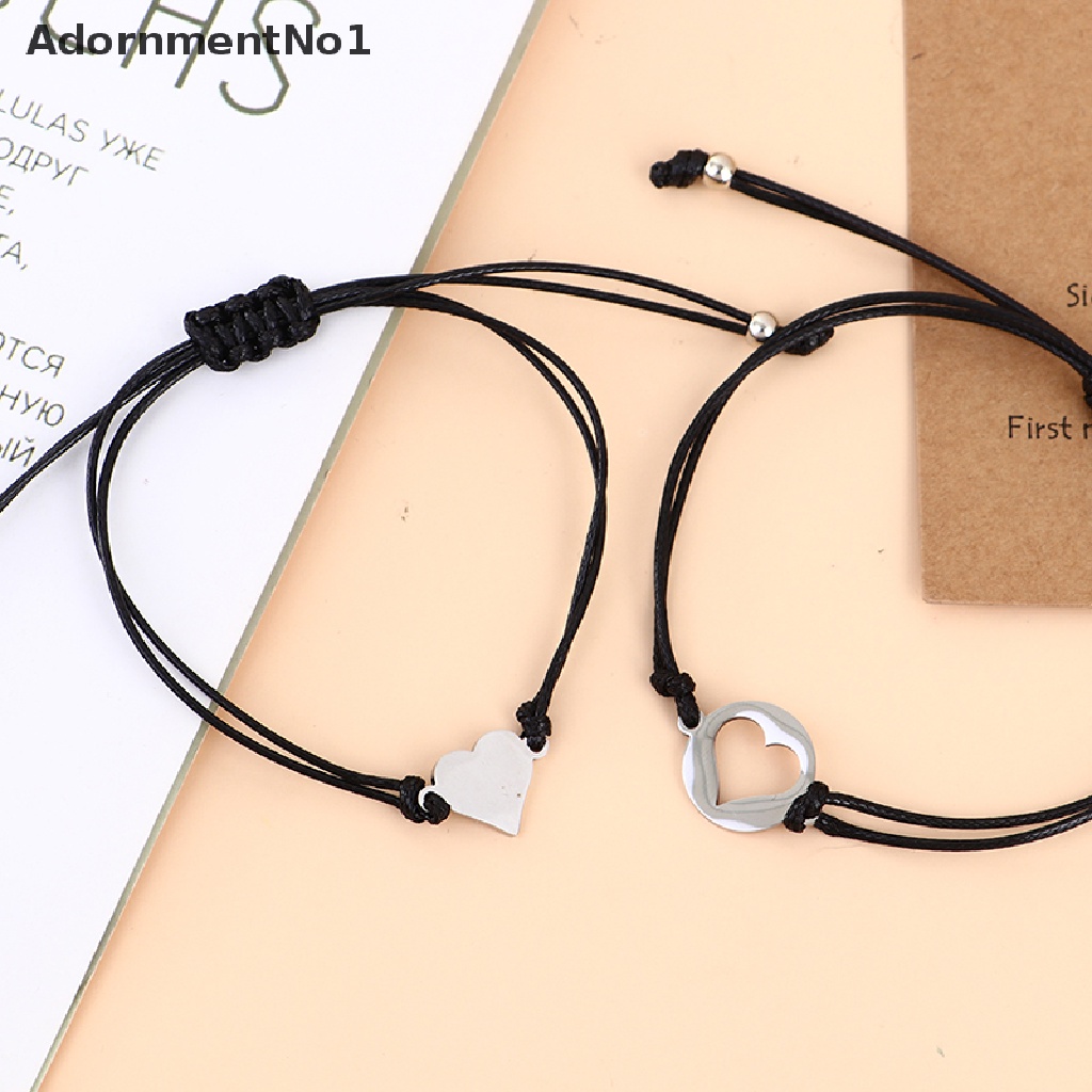 (AdornmentNo1) 2pcs / Set Gelang Tangan Stainless Steel Motif Tulisan Mom / Daughter Untuk Ibu / Anak