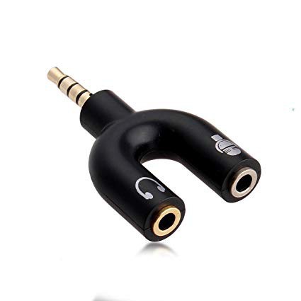 Audio Jack Splitter U 3.5 mm Untuk Handsfree Dan Mic Eksternal Cocok Untuk Rekam Audio Cover