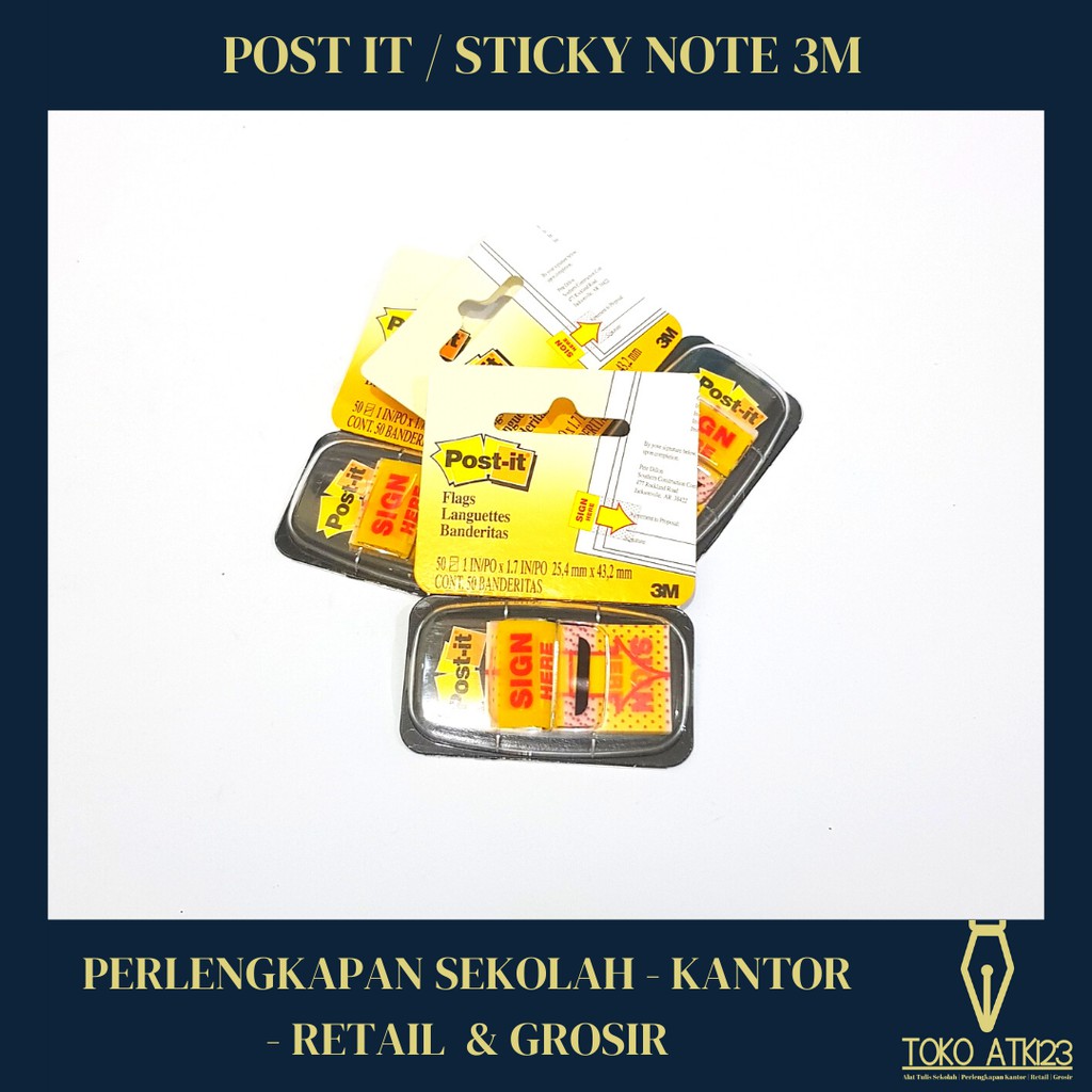 Post It / Sticky Note / Sign Here Merk 3M Plastik 680-9