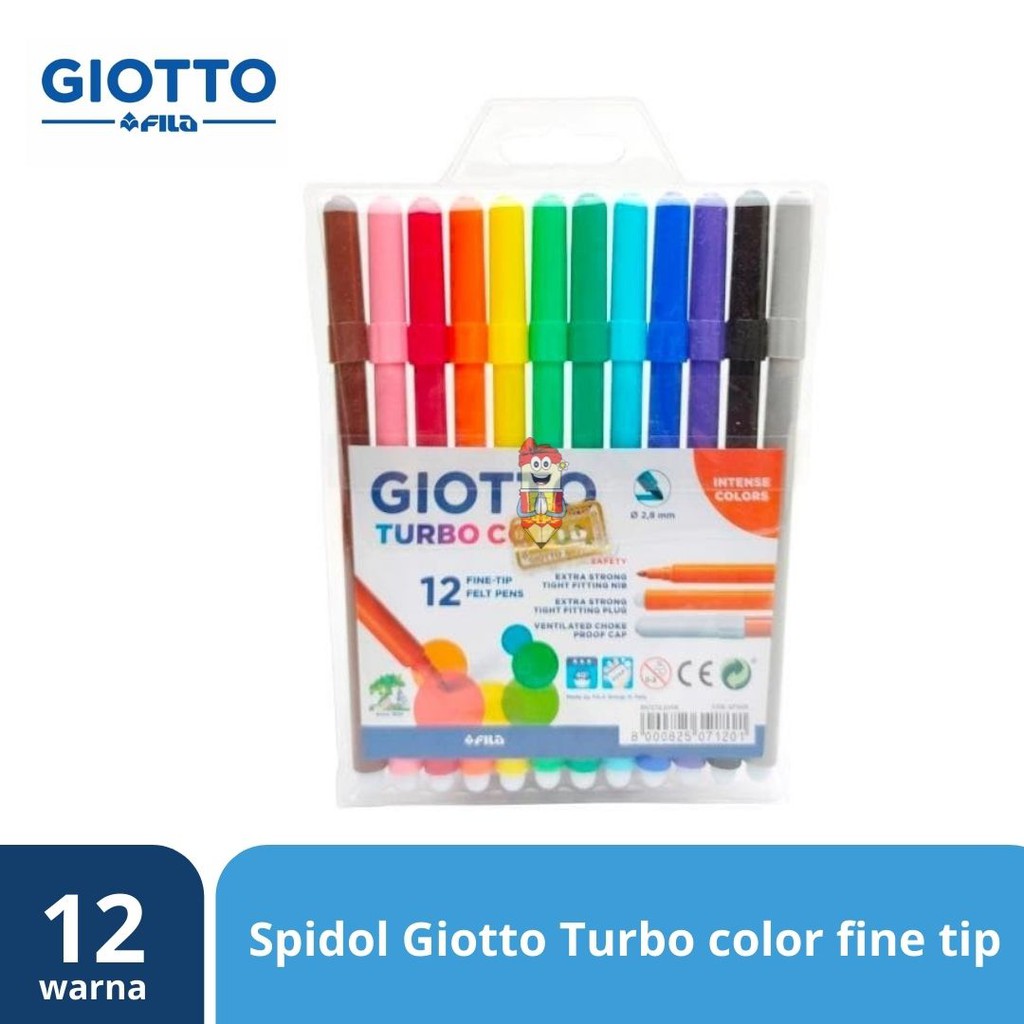 

Spidol Giotto turbo color 12 warna Washable Marker