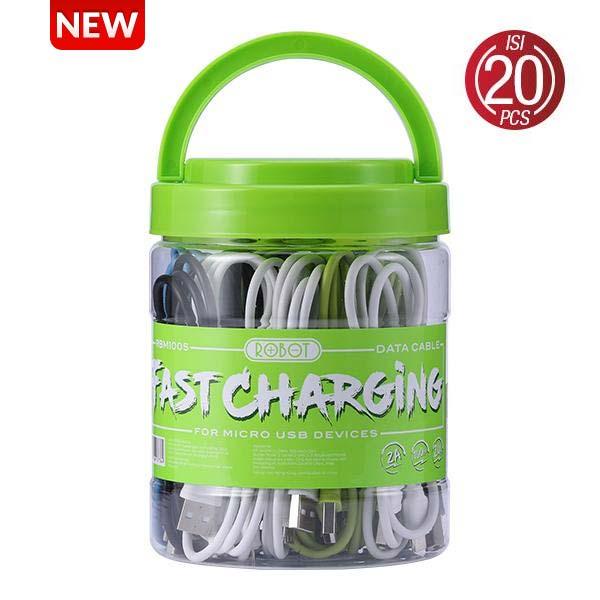 PROMO 1~TOPLES 20PCS KABEL DATA ROBOT RBM100S MICRO ORIGINAL FAST CHARGING ANDROID SMARTPHONE RBM100