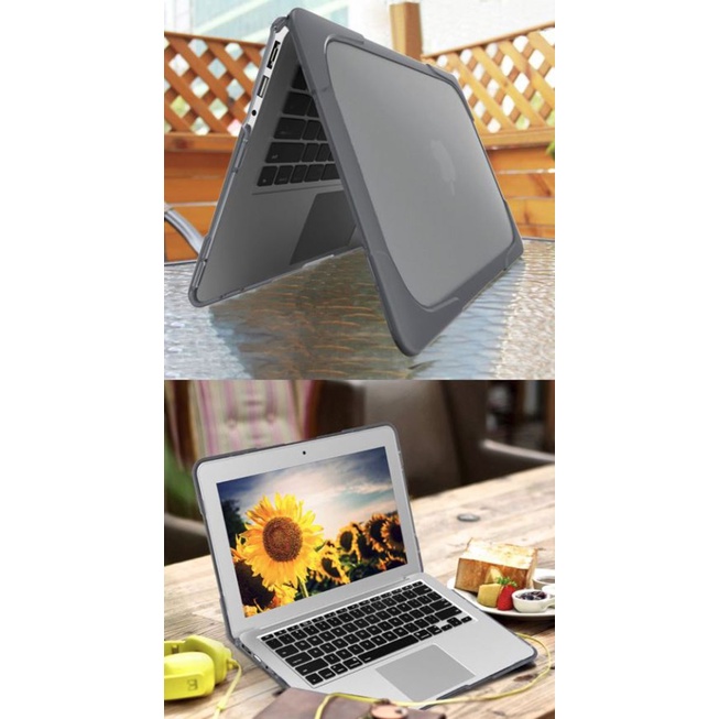 Shockproof Armor Case with Stand for Macbook Pro 13 Touchbar A1706 A1708 - Gray