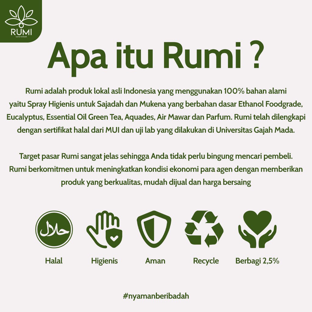 RUMI SPRAY HIGIENIS SAJADAH DAN MUKENA AROMA MEKKAH 50 ML