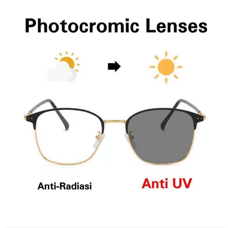 Kacamata Lensa Photocromic 2 In 1 Anti Radiasi Wanita Pria 1924 Kacamata Komputer Anti Silau Blue Ray Radiasi Korea KC010 (PTC002)-4