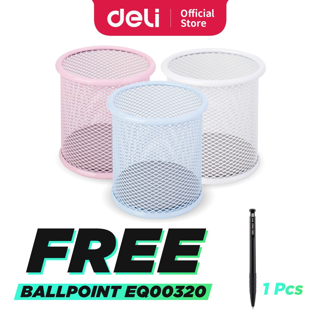 

Deli Tempat Pulpen Putih Biru Pink dengan Bahan Metal yang Awet 9153