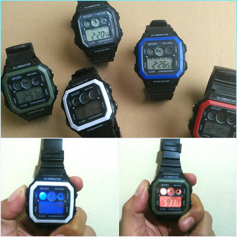 Jam Tangan illuminator rubber - Jam Tangan Anak Nyala Lampu Led Warna