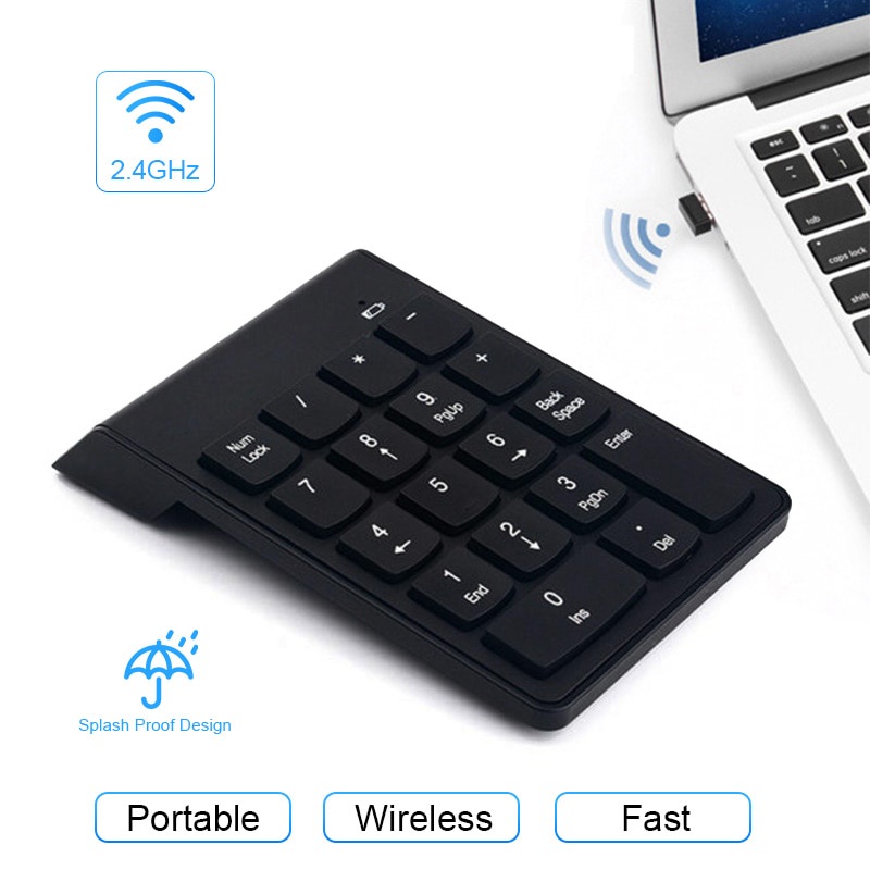 Taffware Keypad Numeric keyboard Wireless 2.4GHz 10 Meter nomor keybord  Numeric Keypad Numpad 18 Keys Portable Small-Size Digital Keyboard For Accounting Teller Laptop Notebook Tablets