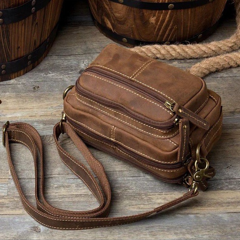 ( TERLARIS ) Tas Selempang Kulit Asli Pria Wanita - Tas Pinggang Kulit Asli Unisex  Original