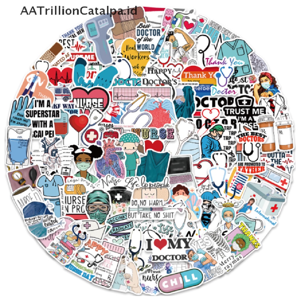 Aa 100pcsset Stiker Tempelan Motif Gambar Kartun Dokterperawattrillioncatalpa Untuk Laptopscrapbook