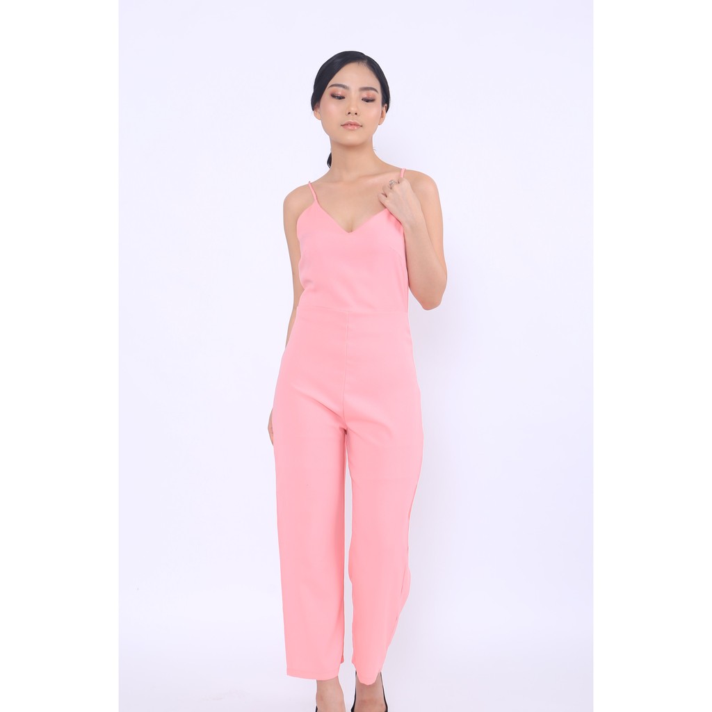 Korean Jumpsuit V Neck Long Jumpsuit Tanpa Lengan 1020 (S-XL)