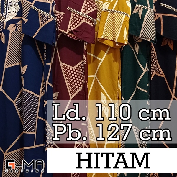 DASTER ARAB ZAHIRA LENGAN 3/4 | RESLETING DEPAN BUSUI | RAYON SANTUNG-Hitam 1